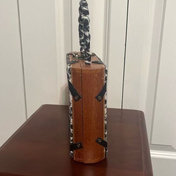 Handmade Upcycled Cigar Box Leopard Print Women's Top Handle Bag Vintage - Picture 4 of 11